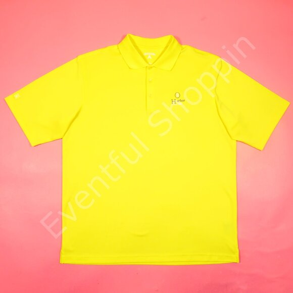 Antigua Polo Shirt Mens Large Yellow Harbor Club Golf Short Sleeve Performance - Picture 2 of 6